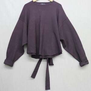 Zara Womens Knit Sweatshirt Oversized Dolman Sleeve Tie Waist Plum Purple Small
